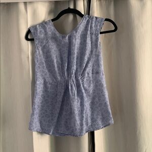 Banana Republic Light Blue Geometric Blouse Silk Blend